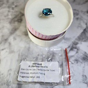 Pariba Topaz Ring | Single Stone | Rhodium Plating